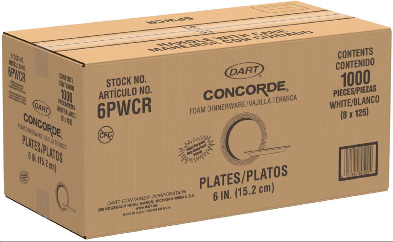 PLATE FOAM 6 INCH WHITE UNLAMINATED