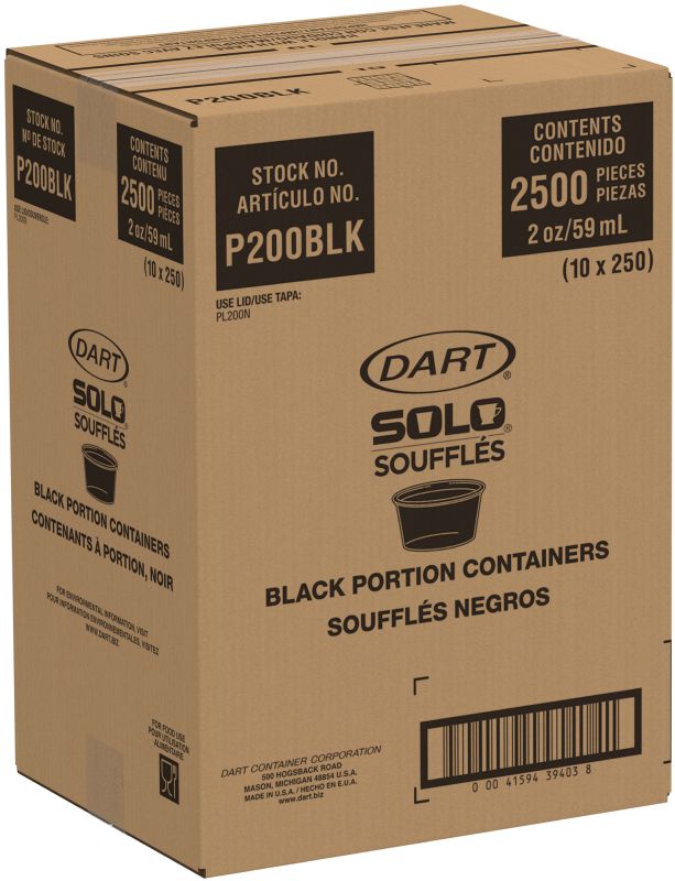 CUP SOUFFLE PLASTIC BLACK 2 OZ