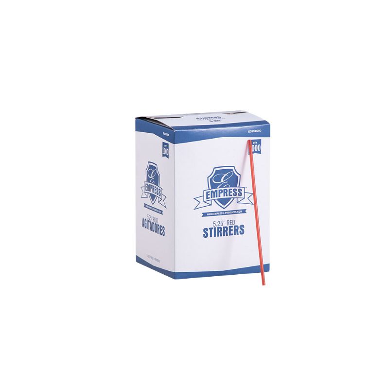STIRRER COFFEE PLASTIC RED STRIPE 5.5 IN