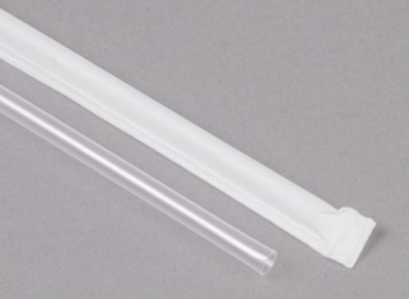 STRAW JUMBO CLEAR WRAPPED 7.75 INCH