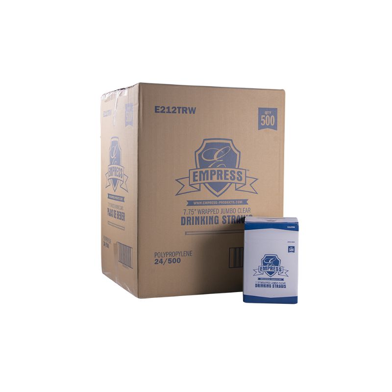 STRAW JUMBO CLEAR WRAPPED 7.75 INCH