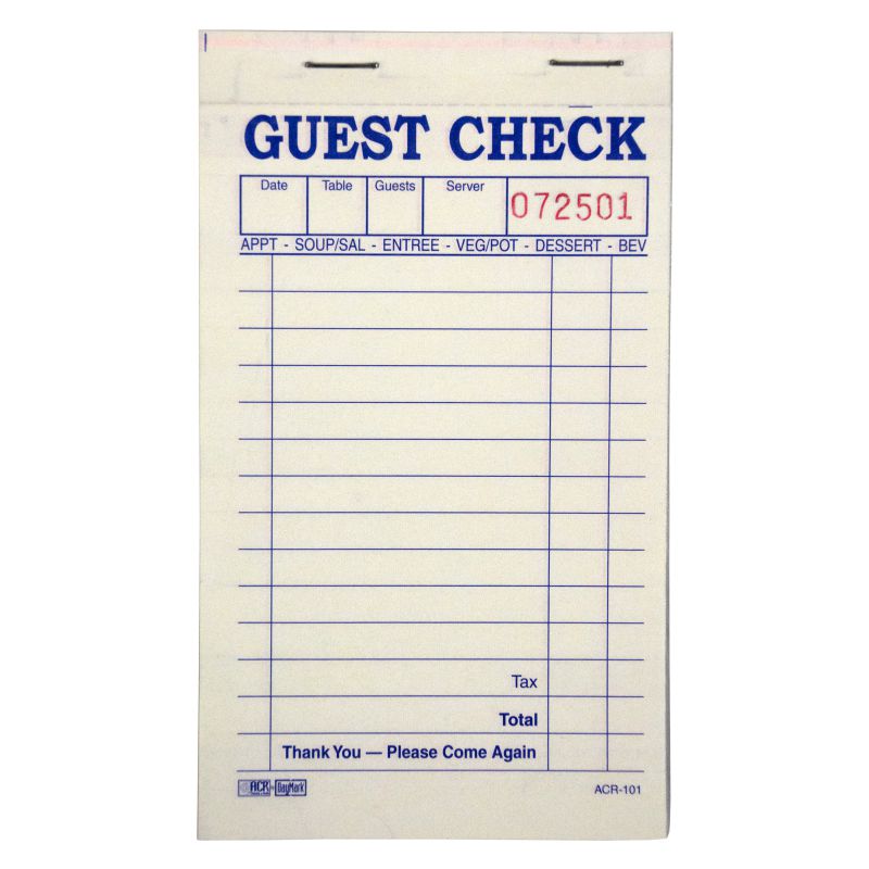 GUEST CHECK CARBON 2 PART WHITE