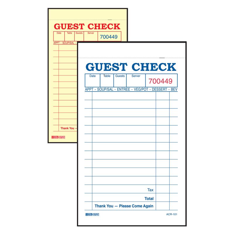 GUEST CHECK CARBON 2 PART WHITE