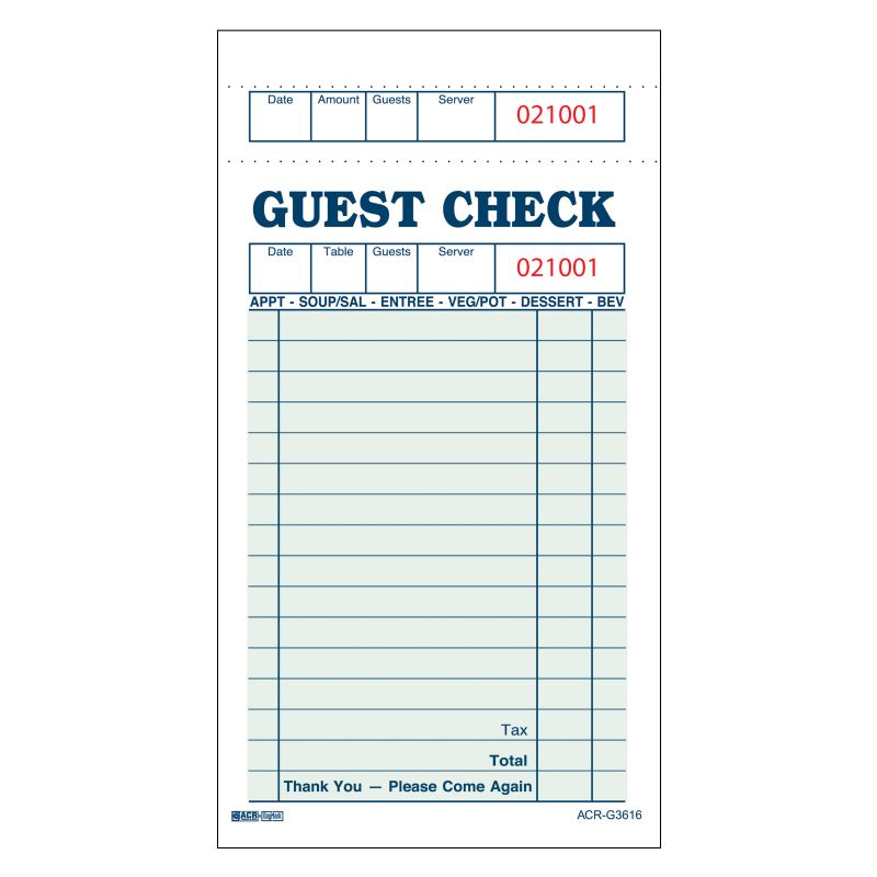 GUEST CHECK 1 PART