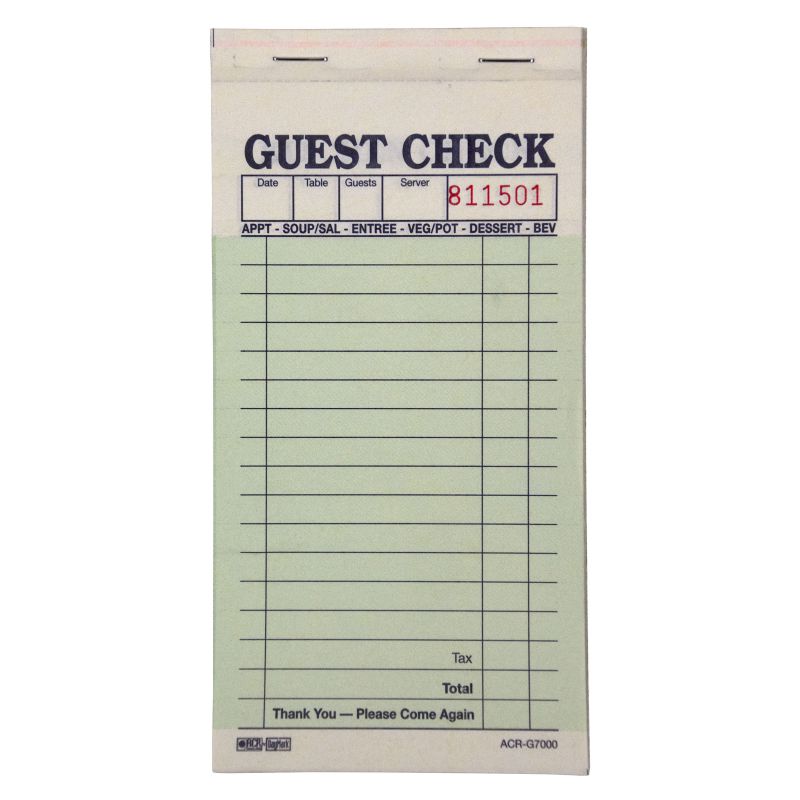 GUEST CHECK 2 PART NO CARBON G7000