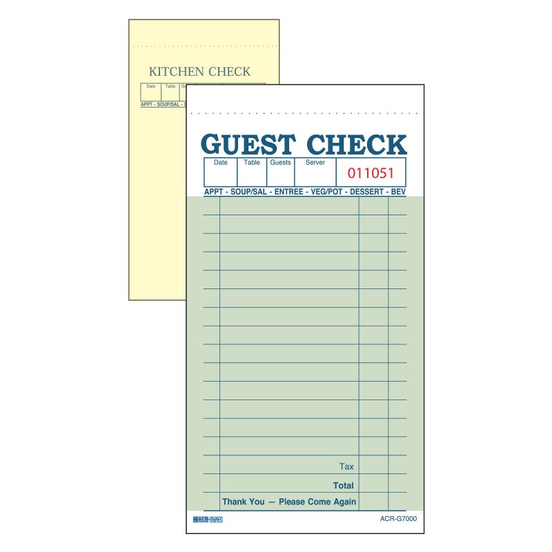 GUEST CHECK 2 PART NO CARBON G7000