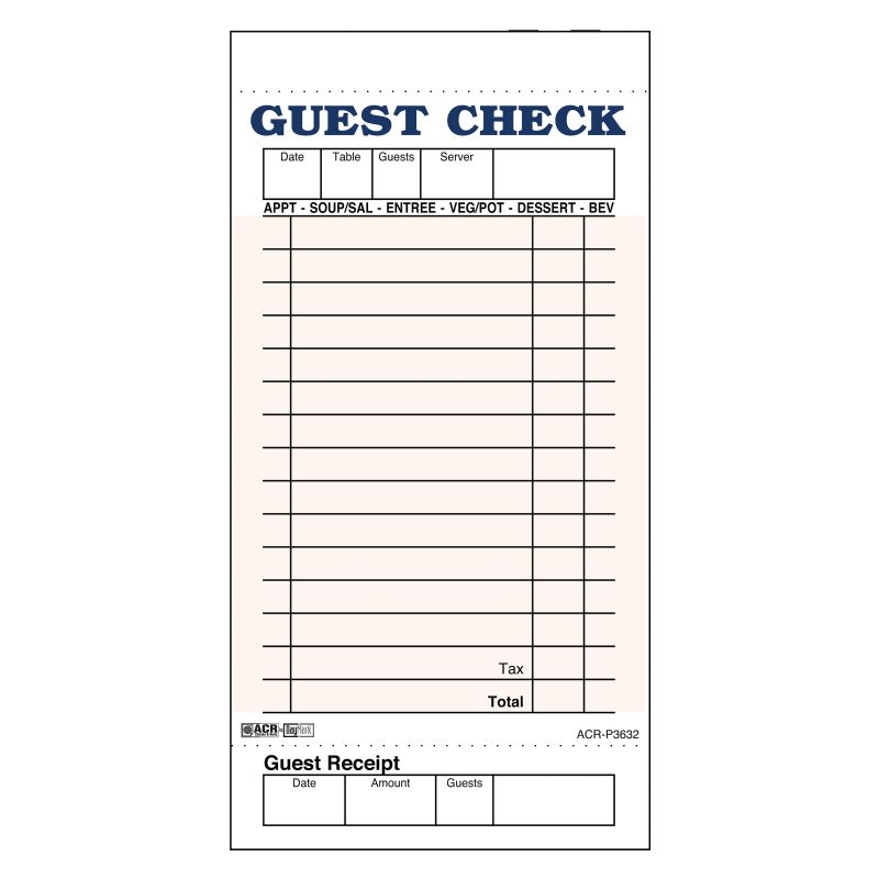 GUEST CHECK ONE PART PINK