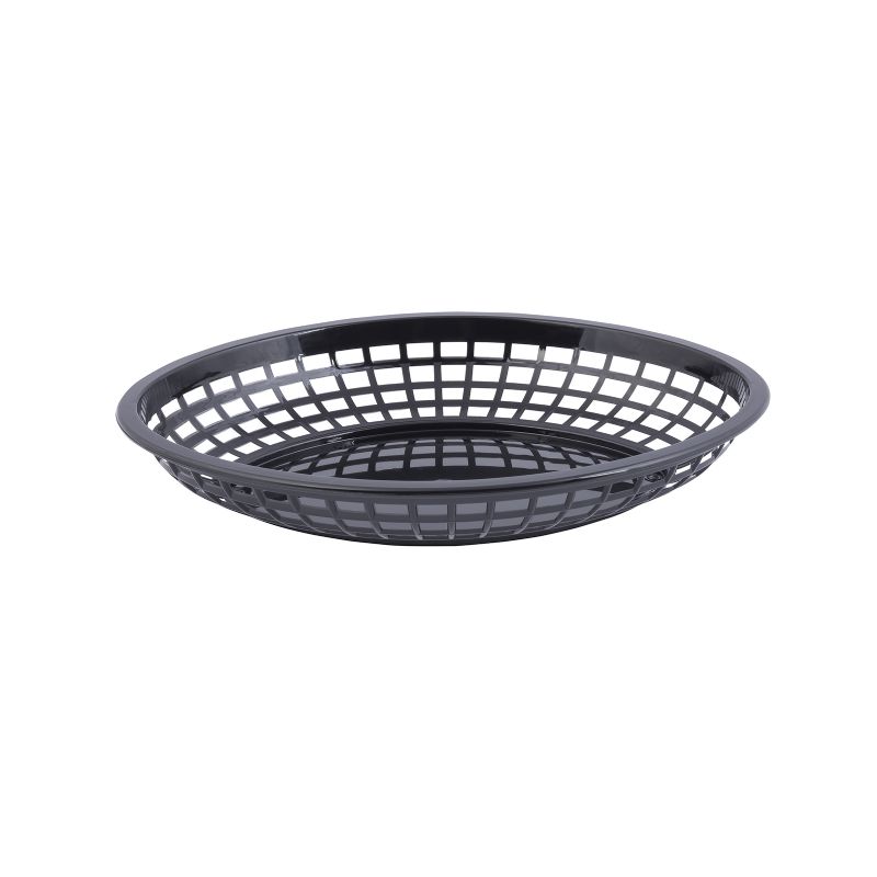 BASKET PLASTIC OVAL BLACK 11X9X2 