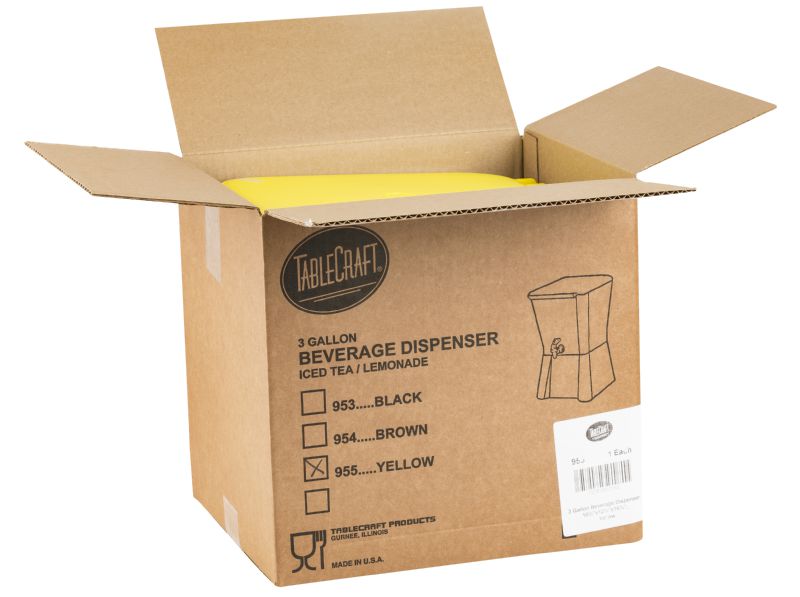 DISPENSER BEV PLASTIC YELLOW 3 GAL