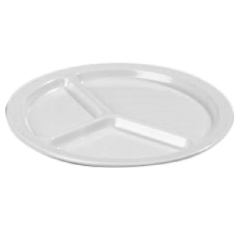 PLATE*MELAMINE WHITE 3-COMP NR 10"