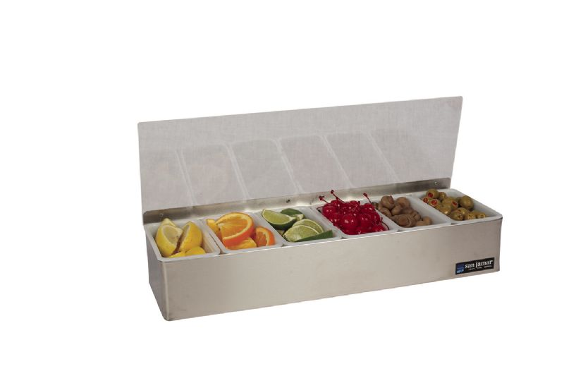 CADDY CONDIMENT S/S 6-COMP W/ LID