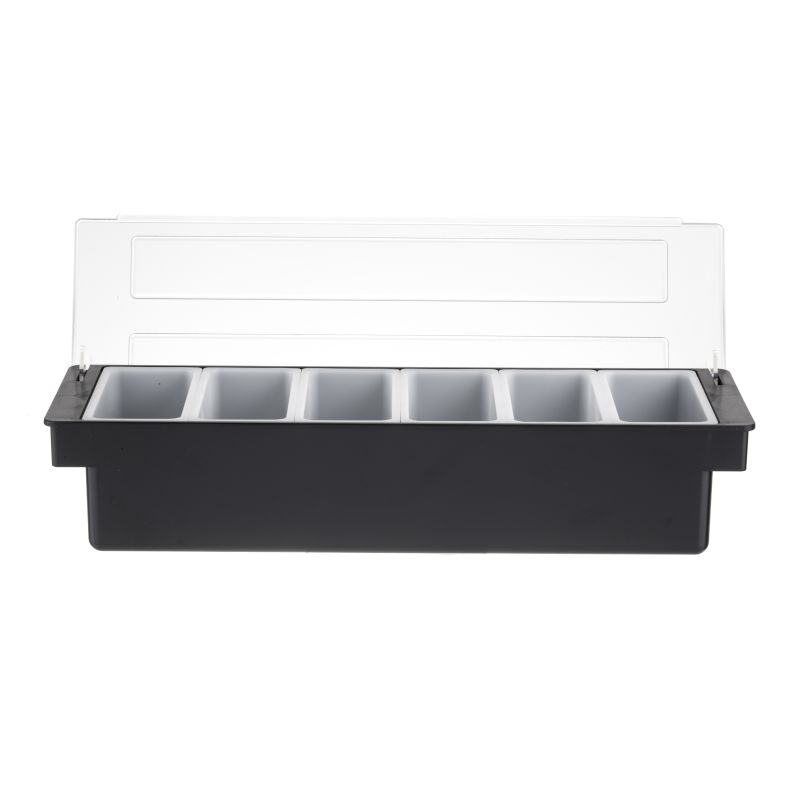 CADDY CONDIMENT BLK 6 COMP W/ LID 