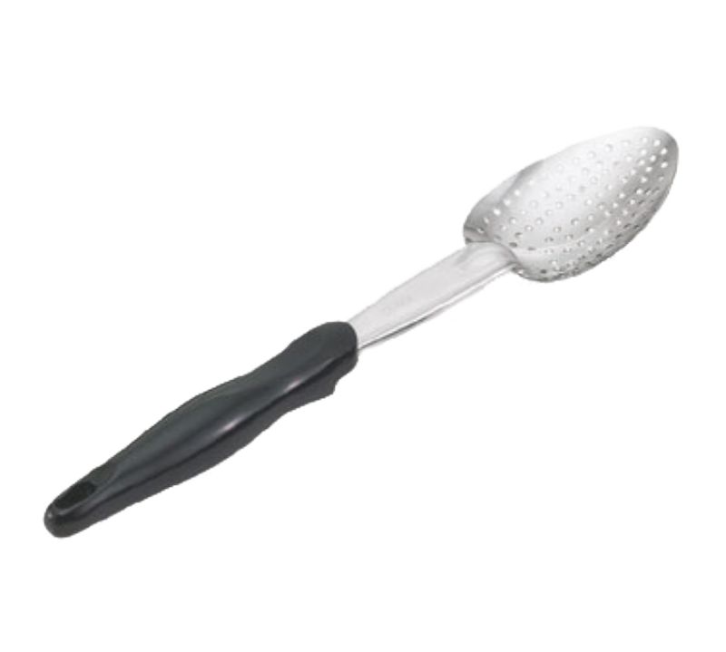 SPOON PERFORATED BLACK HDL S/S 14"