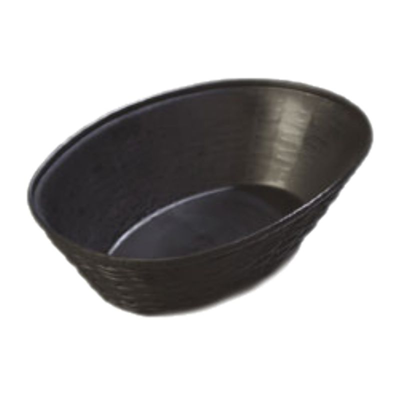 BASKET POLY OVAL BLACK WICKER 9"
