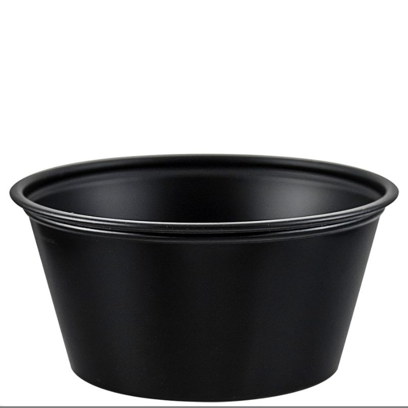 CUP SOUFFLE PLASTIC BLACK 3.25 OZ