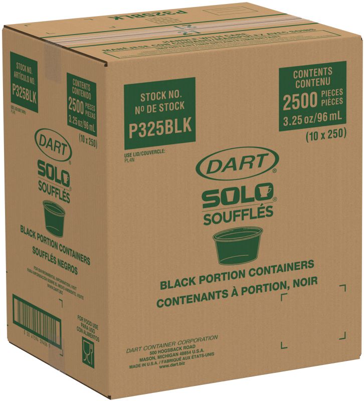 CUP SOUFFLE PLASTIC BLACK 3.25 OZ