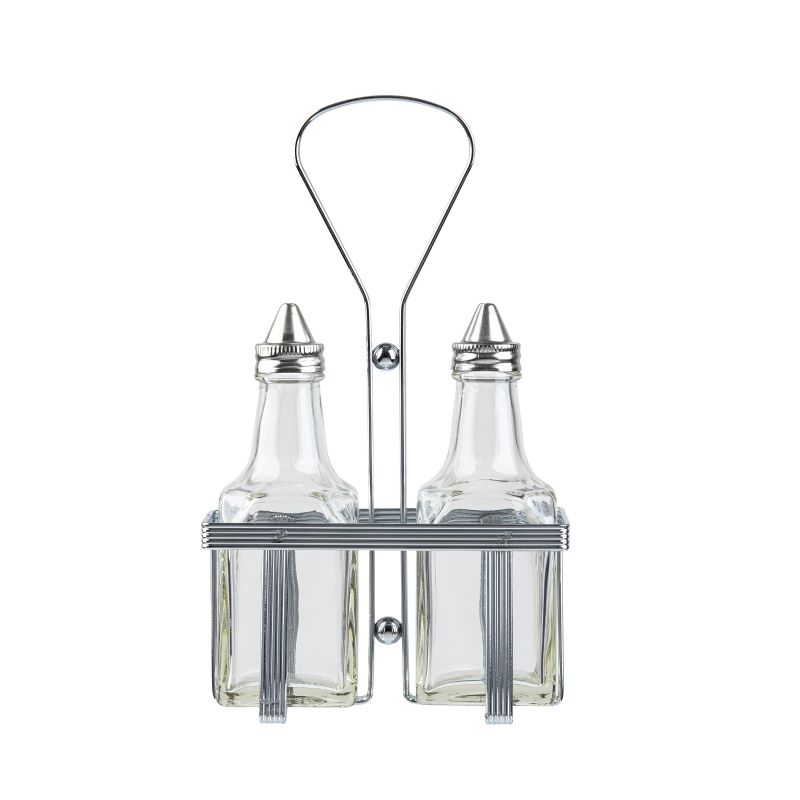 CRUET SET OIL & VINEGAR*WITH RACK