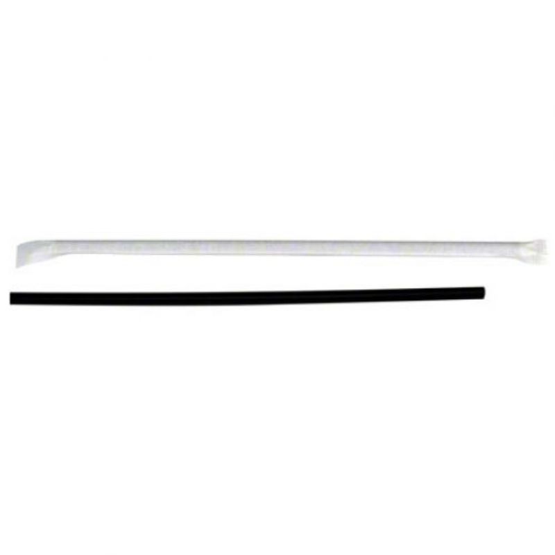 STRAW BLACK PAPER WRAPPED JUMBO 7.75"