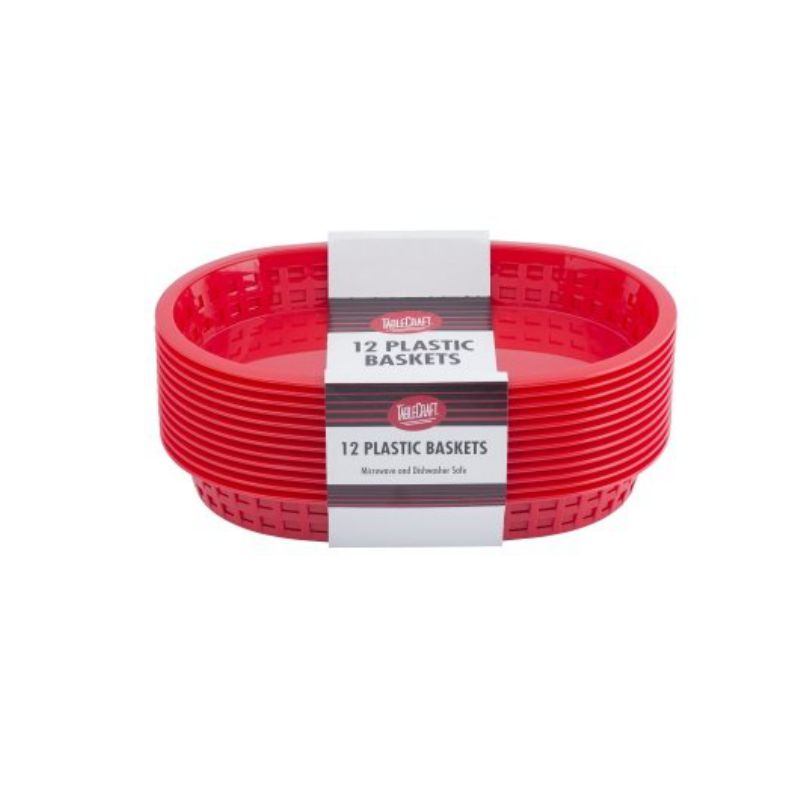 BASKET PLASTIC OVAL RED 10.5X7"-JIT