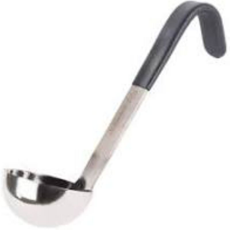 LADLE 2 OZ S/S W/BLACK HANDLE 