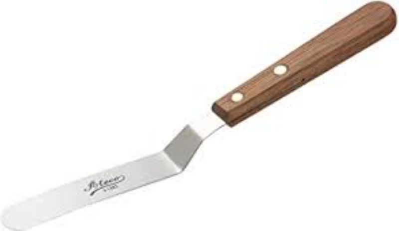 SPATULA S/S OFFSET BLADE 4-1/2  WOOD HAN