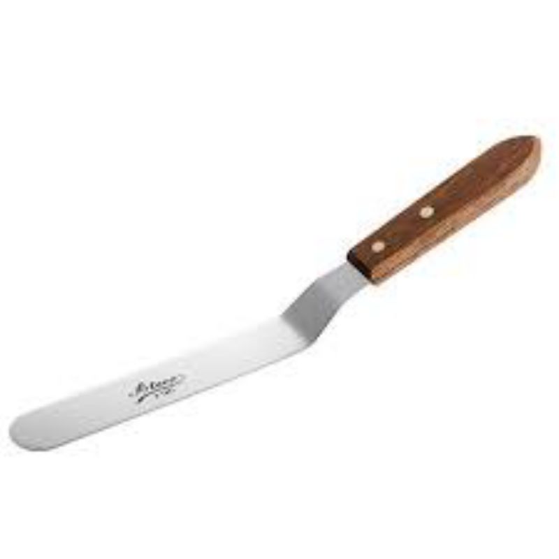 SPATULA S/S OFFSET BLADE 7-5/8  WOOD HAN