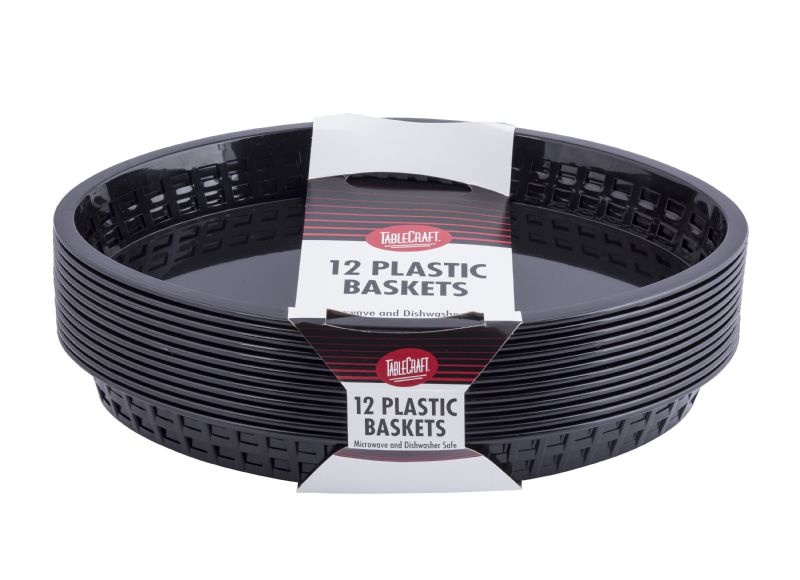 BASKET FAST FOOD OVAL BLACK (12PK)