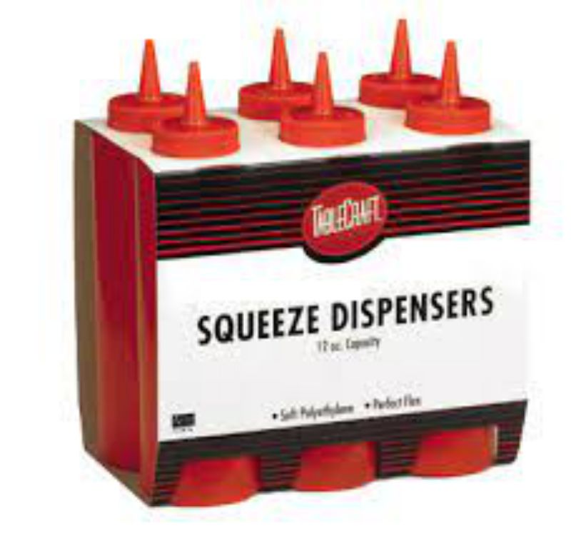 SQUEEZE BOTTLE 12oz RED (6-PK)