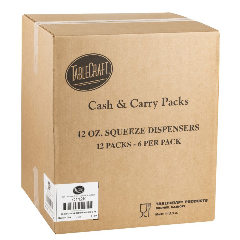 SQUEEZE BOTTLE 12oz RED (6-PK)