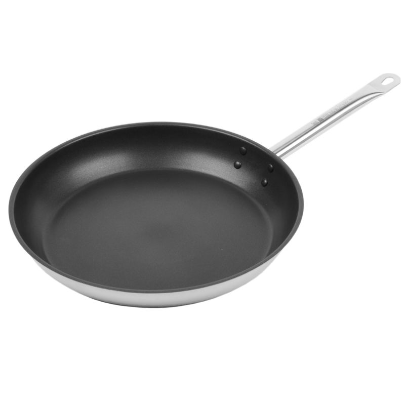 PAN FRY NON STCK 18/10 S/S ALUM CLAD