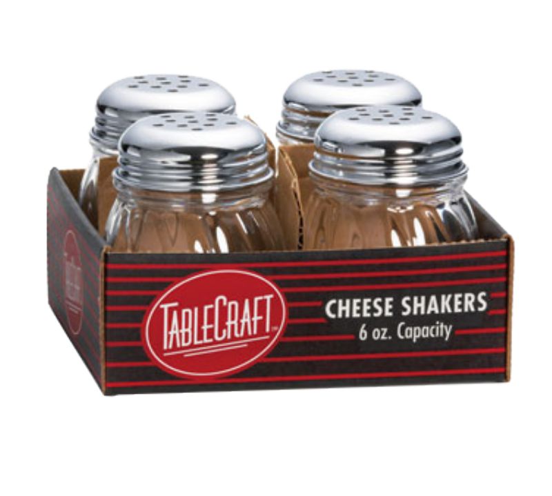 SHAKER CHEESE 6 OZ SWIRL GLASS JAR 