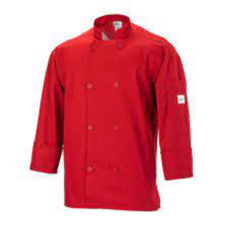 COAT CHEF UNISEX LONG SLEEVE RED SML