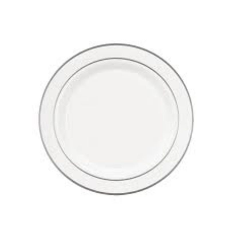 PLATE WHITE W/ SILVER RIM 6 INCH