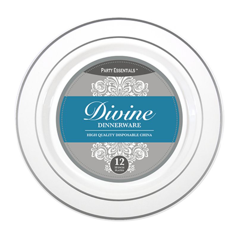 PLATE WHITE W/SILVER RIM 10.25"