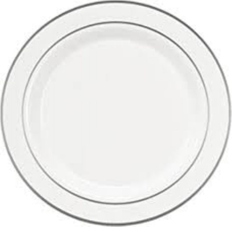 PLATE WHITE W/SILVER RIM 9 INCH 