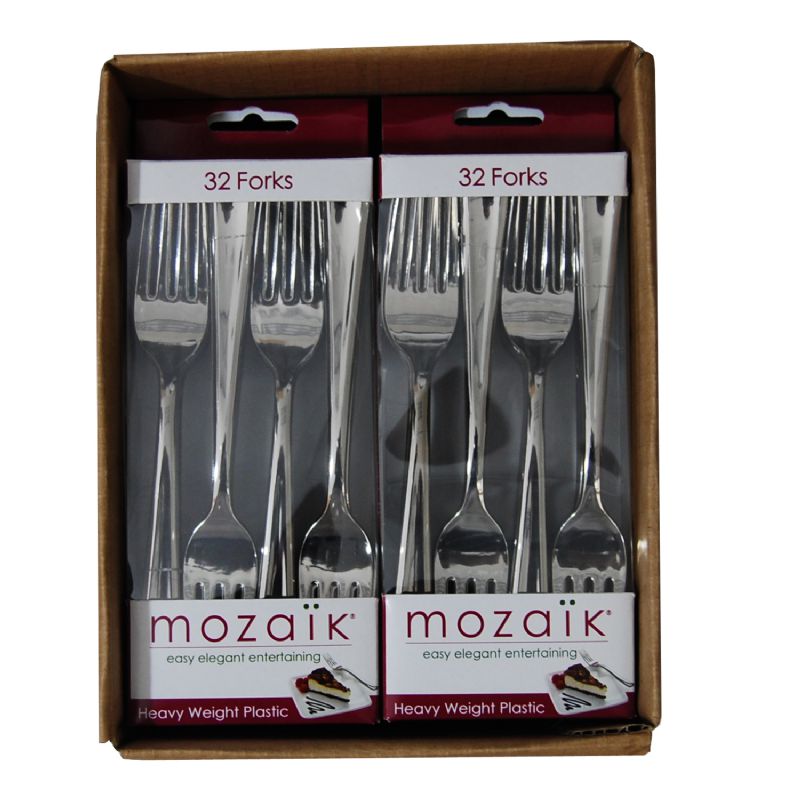 FORK PLASTIC SILVER CLASSIC MOZAIK