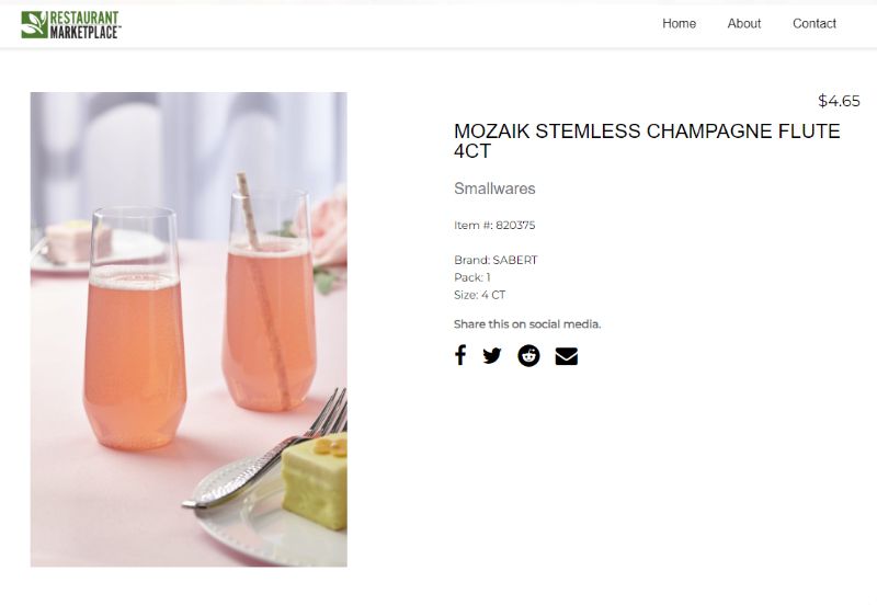 GLASS FLUTE PLASTC CHAMPAGNE STEMLSS-S/O