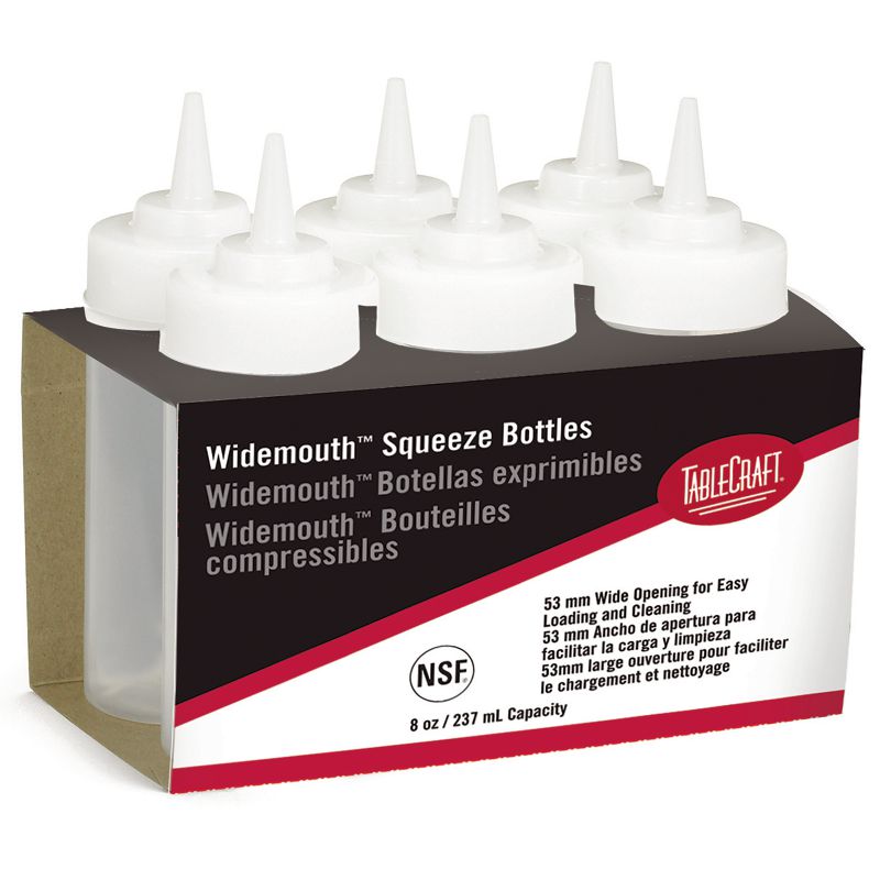 SQUEEZE BOTTLE WIDEMOUTH CLEAR 8 OZ