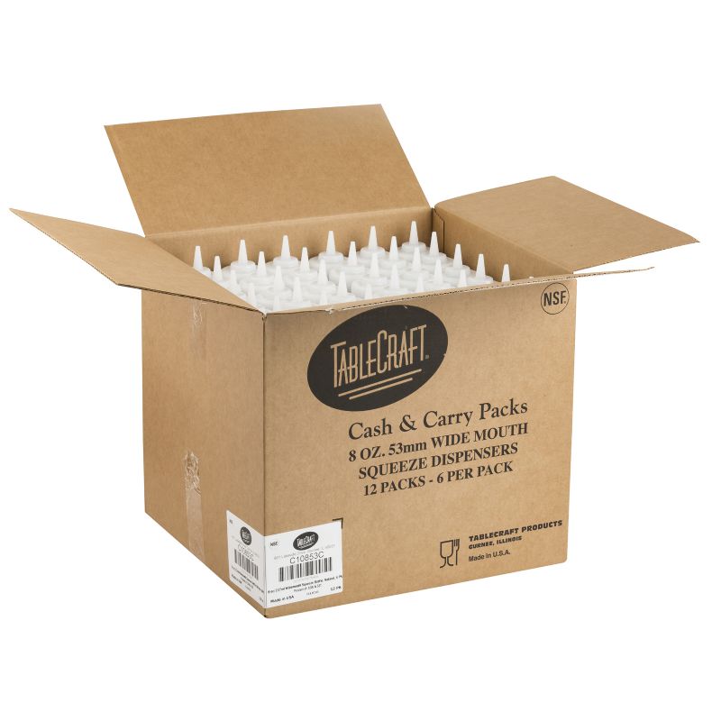 SQUEEZE BOTTLE WIDEMOUTH CLEAR 8 OZ